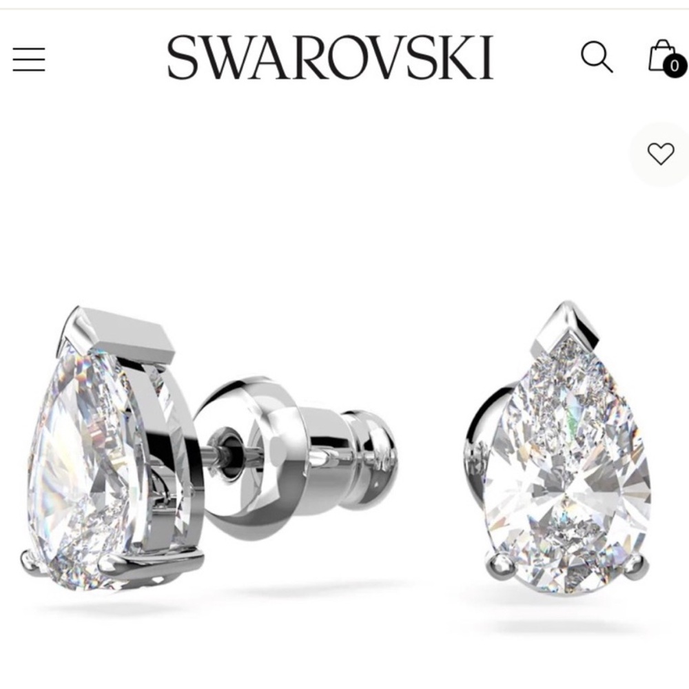 Swarovski Set Pear Silver Necklace and Earring w/Clear Crystals - Picture 3 of 6